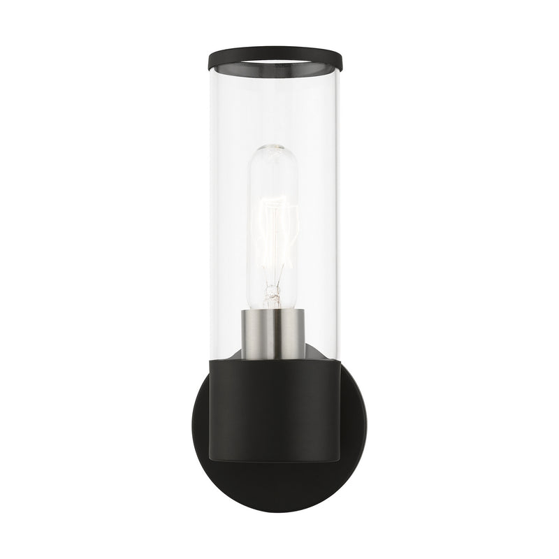 Livex Lighting 17281-04 One Light Wall Sconce, Black w/Brushed Nickel