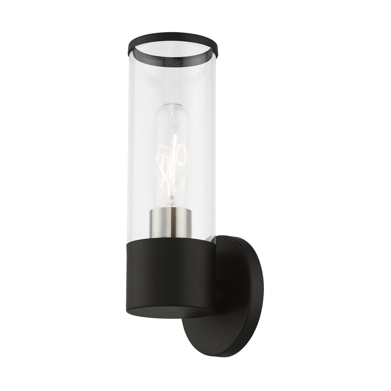 Livex Lighting 17281-04 One Light Wall Sconce, Black w/Brushed Nickel