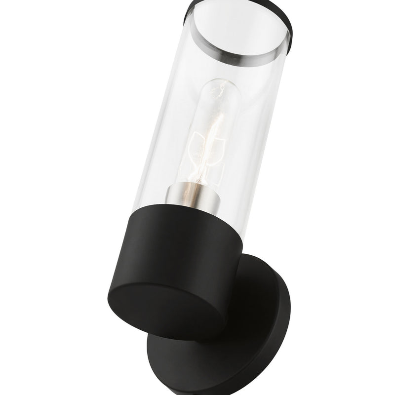 Livex Lighting 17281-04 One Light Wall Sconce, Black w/Brushed Nickel