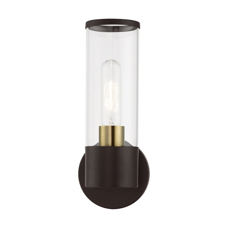 Livex Lighting 17281-07 One Light Wall Sconce, Bronze w/Antique Brass