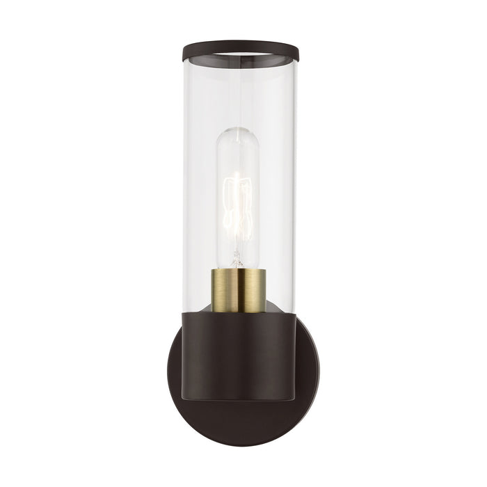 Livex Lighting 17281-07 One Light Wall Sconce, Bronze w/Antique Brass