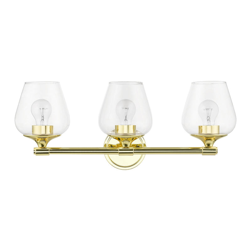 Livex Lighting 17473-02 Three Light Vanity Sconce, Polished Brass