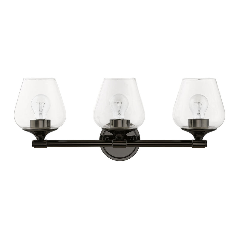 Livex Lighting 17473-46 Three Light Vanity Sconce, Black Chrome