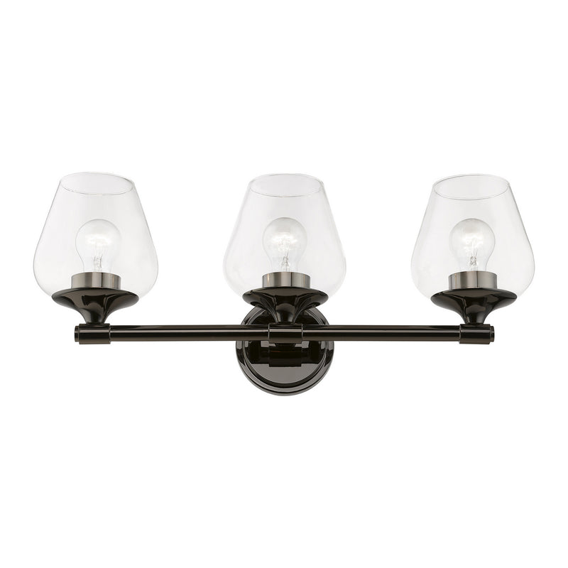 Livex Lighting 17473-46 Three Light Vanity Sconce, Black Chrome