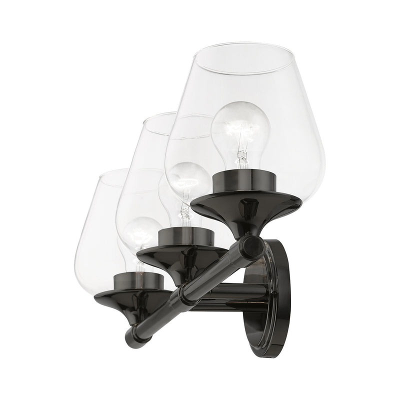 Livex Lighting 17473-46 Three Light Vanity Sconce, Black Chrome