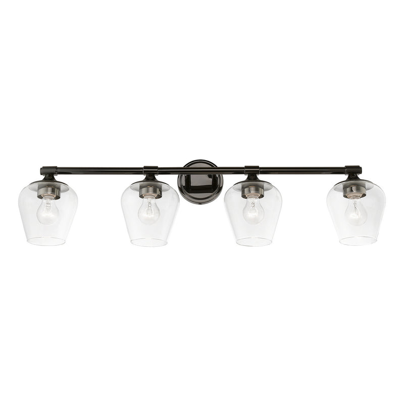 Livex Lighting 17474-46 Four Light Vanity Sconce, Black Chrome