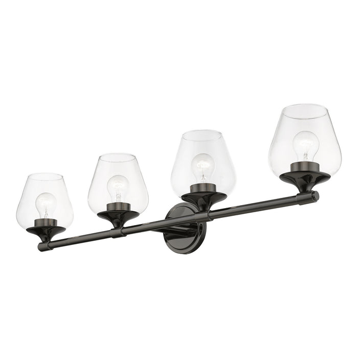 Livex Lighting 17474-46 Four Light Vanity Sconce, Black Chrome