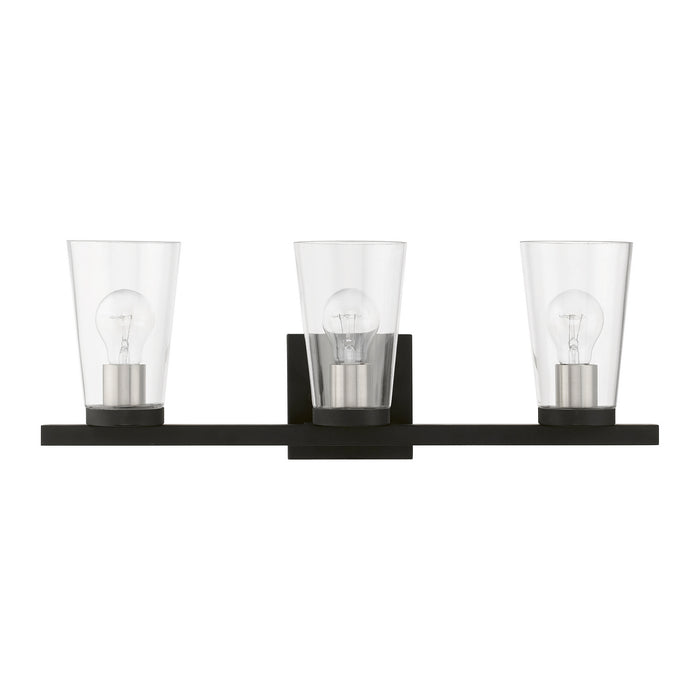 Livex Lighting 17623-04 Three Light Vanity Sconce, Black w/Brushed Nickel
