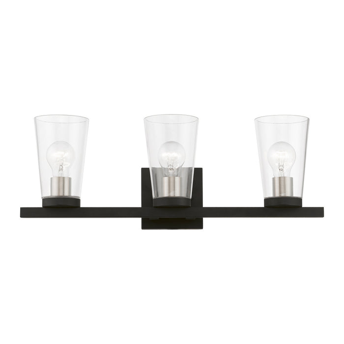 Livex Lighting 17623-04 Three Light Vanity Sconce, Black w/Brushed Nickel