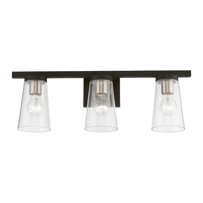 Livex Lighting 17623-04 Three Light Vanity Sconce, Black w/Brushed Nickel