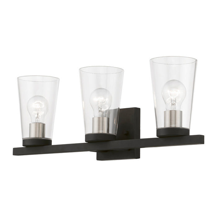 Livex Lighting 17623-04 Three Light Vanity Sconce, Black w/Brushed Nickel