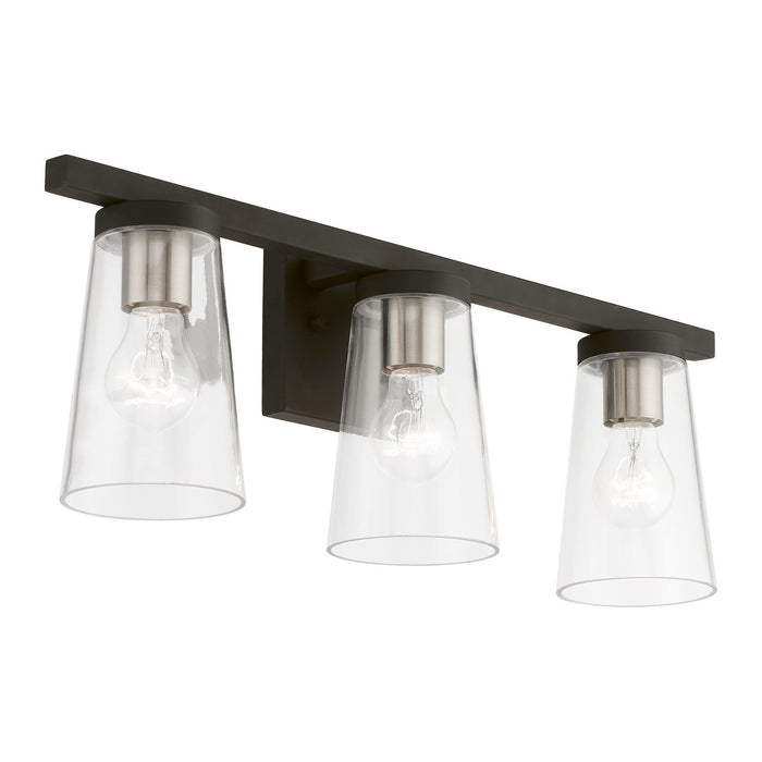 Livex Lighting 17623-04 Three Light Vanity Sconce, Black w/Brushed Nickel