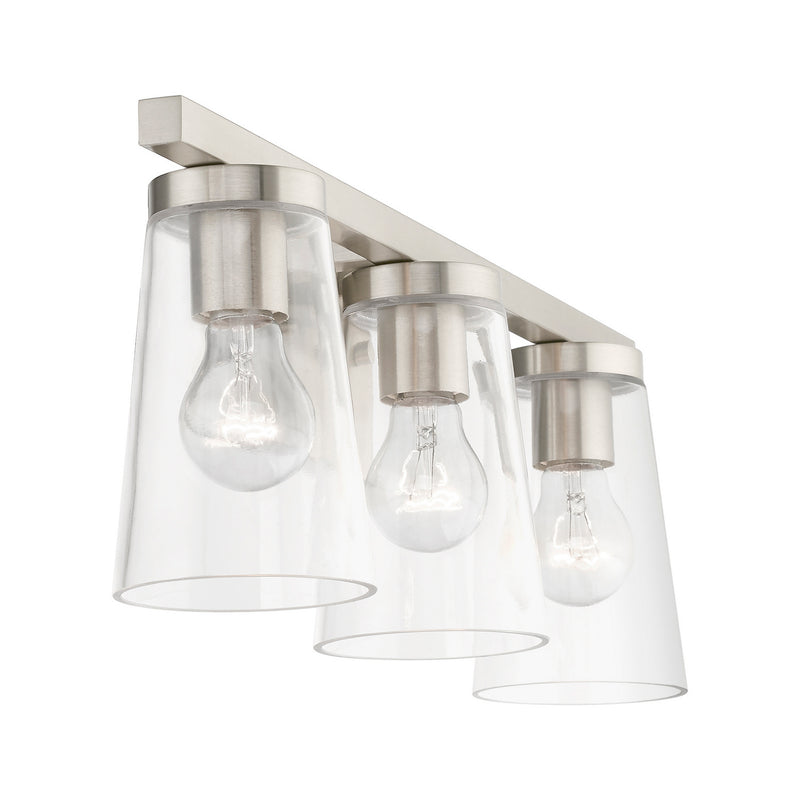 Livex Lighting 17623-91 Three Light Vanity Sconce, Brushed Nickel