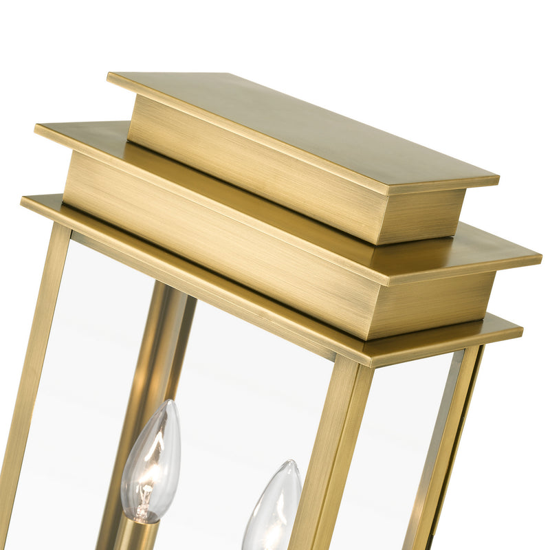 Livex Lighting 2017-01 Two Light Outdoor Post Top Lantern, Antique Brass