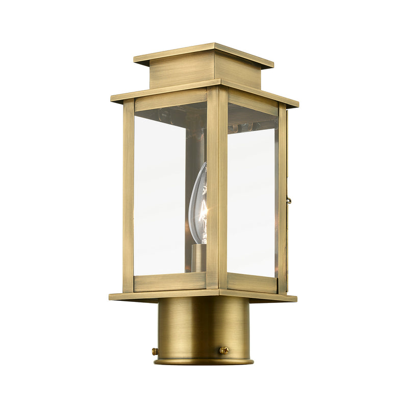 Livex Lighting 20201-01 One Light Outdoor Post Top Lantern, Antique Brass