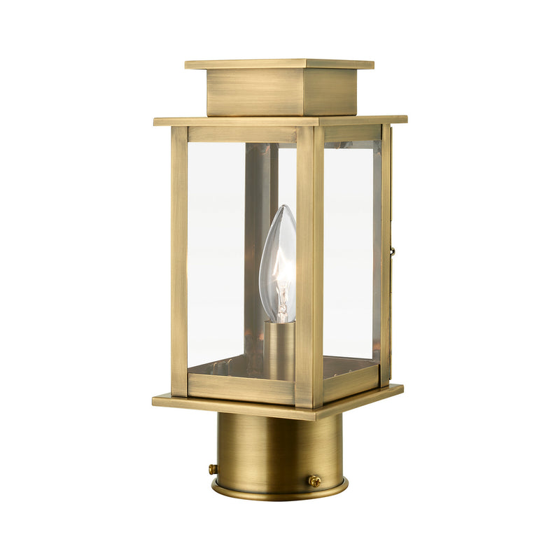 Livex Lighting 20201-01 One Light Outdoor Post Top Lantern, Antique Brass
