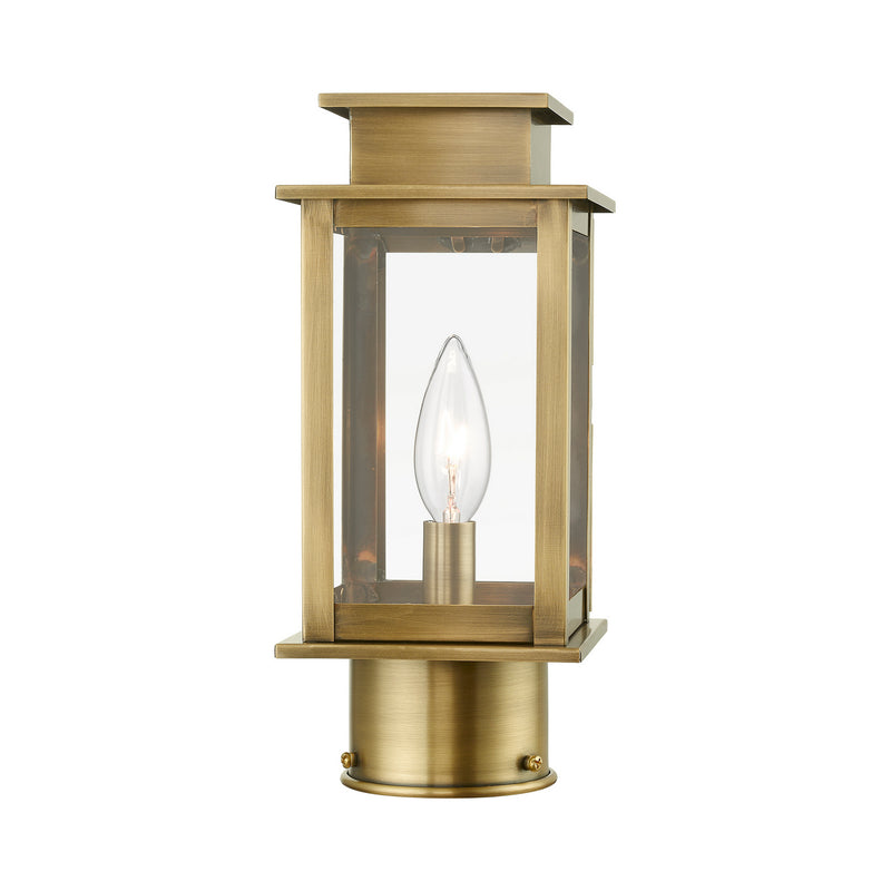 Livex Lighting 20201-01 One Light Outdoor Post Top Lantern, Antique Brass