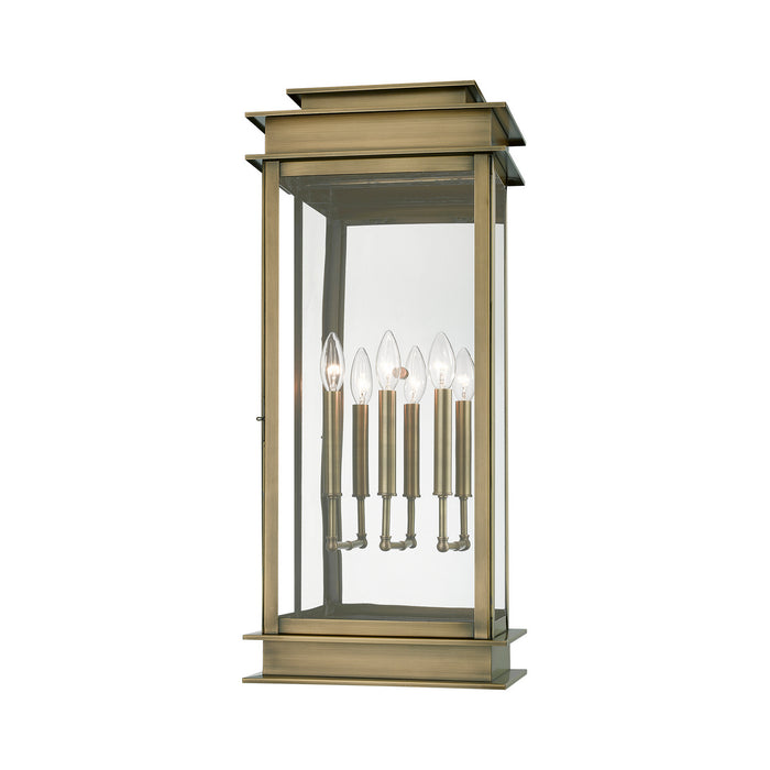 Livex Lighting 20208-01 Three Light Outdoor Wall Lantern, Antique Brass w/Polished Chrome Stainless Steel Reflector