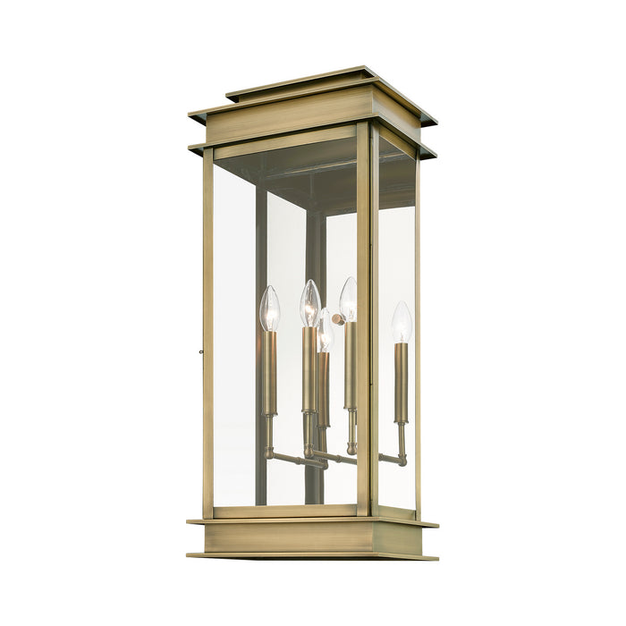 Livex Lighting 20208-01 Three Light Outdoor Wall Lantern, Antique Brass w/Polished Chrome Stainless Steel Reflector