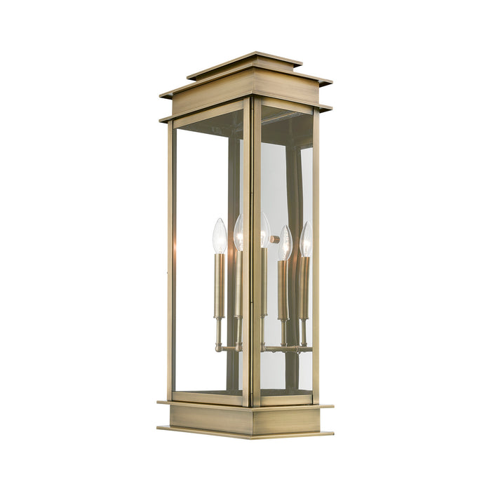 Livex Lighting 20208-01 Three Light Outdoor Wall Lantern, Antique Brass w/Polished Chrome Stainless Steel Reflector