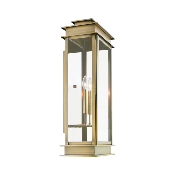 Livex Lighting 20208-01 Three Light Outdoor Wall Lantern, Antique Brass w/Polished Chrome Stainless Steel Reflector