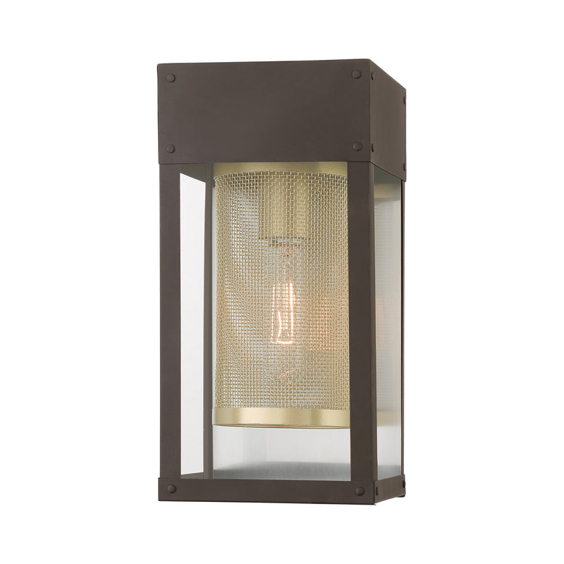 Livex Lighting 20761-07 One Light Outdoor Wall Lantern, Bronze w/Soft Gold Candle and Brushed Nickel Stainless Steel Reflector
