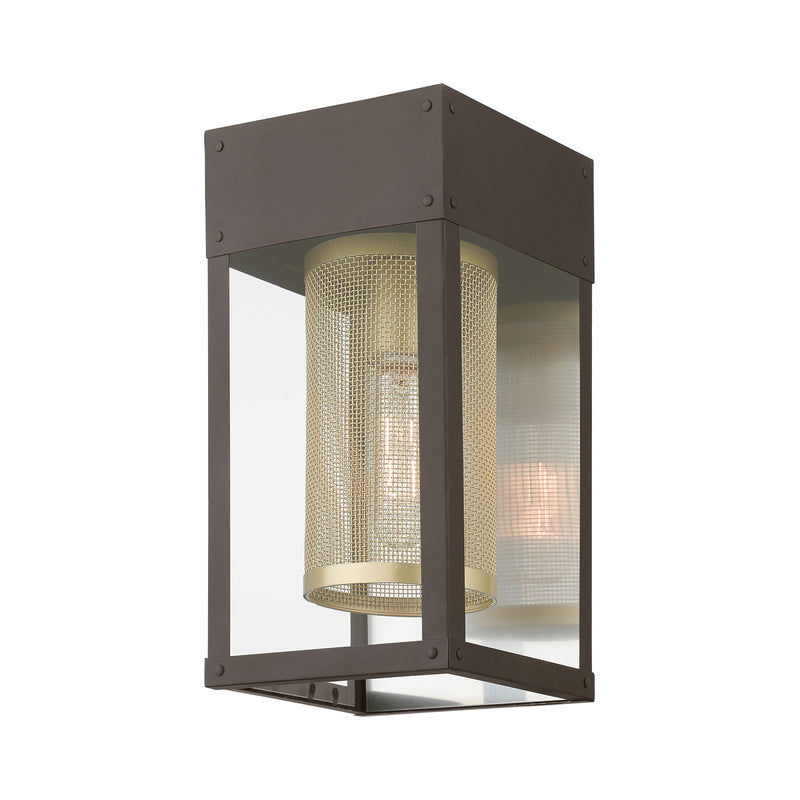 Livex Lighting 20761-07 One Light Outdoor Wall Lantern, Bronze w/Soft Gold Candle and Brushed Nickel Stainless Steel Reflector