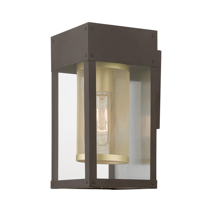 Livex Lighting 20761-07 One Light Outdoor Wall Lantern, Bronze w/Soft Gold Candle and Brushed Nickel Stainless Steel Reflector