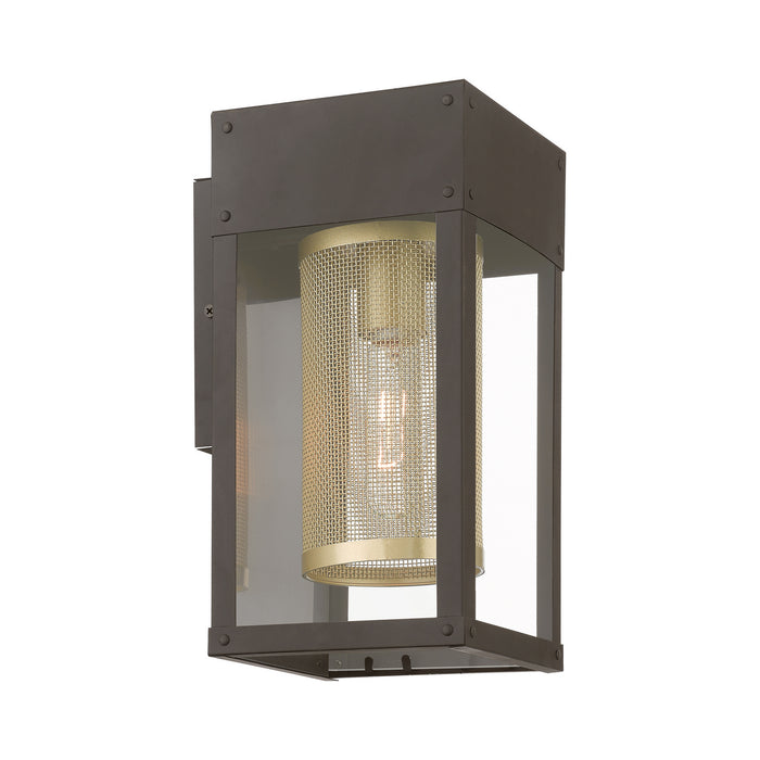 Livex Lighting 20761-07 One Light Outdoor Wall Lantern, Bronze w/Soft Gold Candle and Brushed Nickel Stainless Steel Reflector