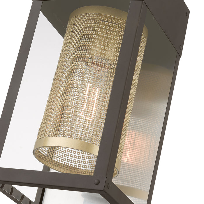 Livex Lighting 20761-07 One Light Outdoor Wall Lantern, Bronze w/Soft Gold Candle and Brushed Nickel Stainless Steel Reflector