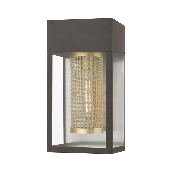 Livex Lighting 20762-07 One Light Outdoor Wall Lantern, Bronze w/Soft Gold Candle and Brushed Nickel Stainless Steel Reflector