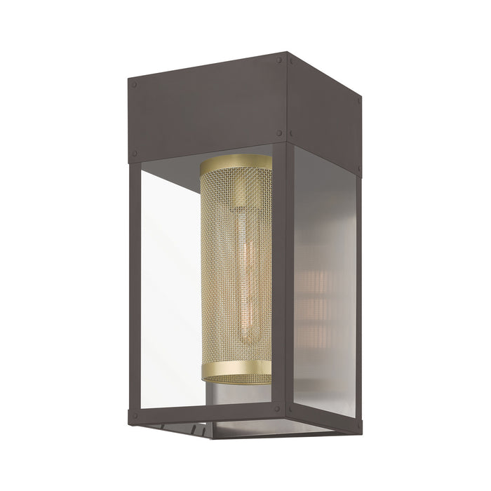 Livex Lighting 20762-07 One Light Outdoor Wall Lantern, Bronze w/Soft Gold Candle and Brushed Nickel Stainless Steel Reflector