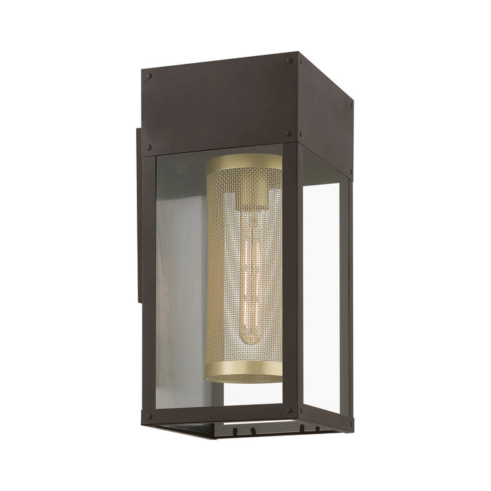 Livex Lighting 20762-07 One Light Outdoor Wall Lantern, Bronze w/Soft Gold Candle and Brushed Nickel Stainless Steel Reflector