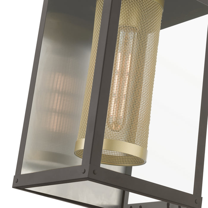 Livex Lighting 20762-07 One Light Outdoor Wall Lantern, Bronze w/Soft Gold Candle and Brushed Nickel Stainless Steel Reflector