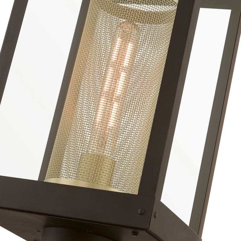 Livex Lighting 20763-07 One Light Outdoor Post Top Lantern, Bronze w/Soft Gold Candle