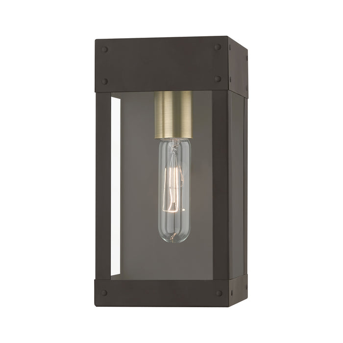 Livex Lighting 20871-07 One Light Outdoor Wall Lantern, Bronze w/Antique Brass Candle
