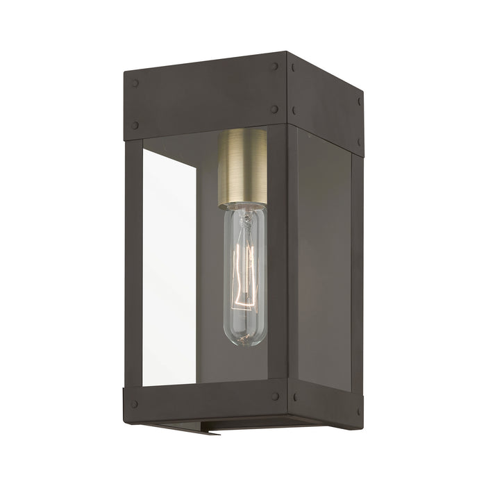 Livex Lighting 20871-07 One Light Outdoor Wall Lantern, Bronze w/Antique Brass Candle