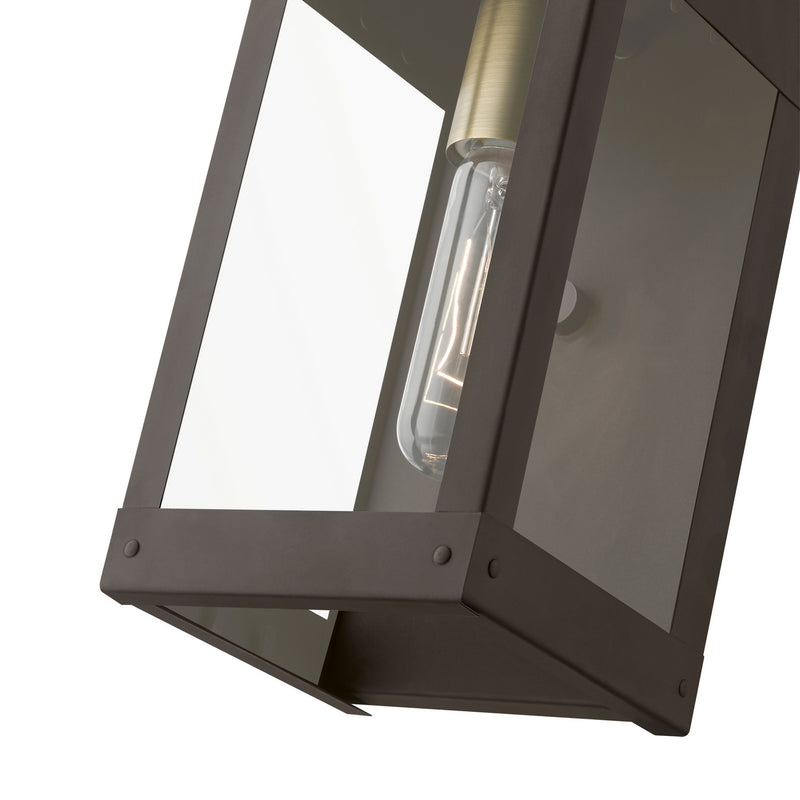 Livex Lighting 20871-07 One Light Outdoor Wall Lantern, Bronze w/Antique Brass Candle