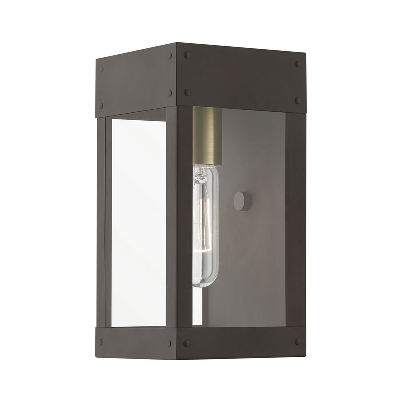 Livex Lighting 20871-07 One Light Outdoor Wall Lantern, Bronze w/Antique Brass Candle