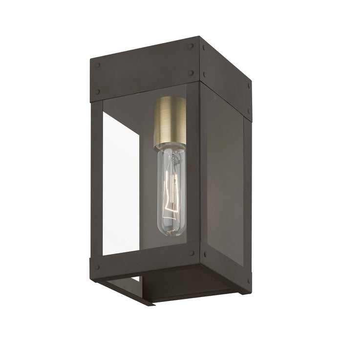 Livex Lighting 20871-07 One Light Outdoor Wall Lantern, Bronze w/Antique Brass Candle
