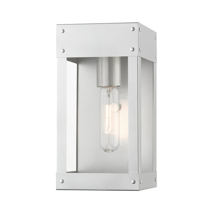 Livex Lighting 20871-81 One Light Outdoor Wall Lantern, Painted Satin Nickel w/Brushed Nickel Candle