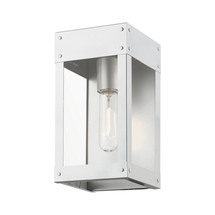 Livex Lighting 20871-81 One Light Outdoor Wall Lantern, Painted Satin Nickel w/Brushed Nickel Candle