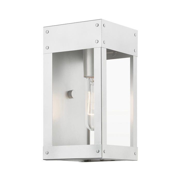 Livex Lighting 20871-81 One Light Outdoor Wall Lantern, Painted Satin Nickel w/Brushed Nickel Candle