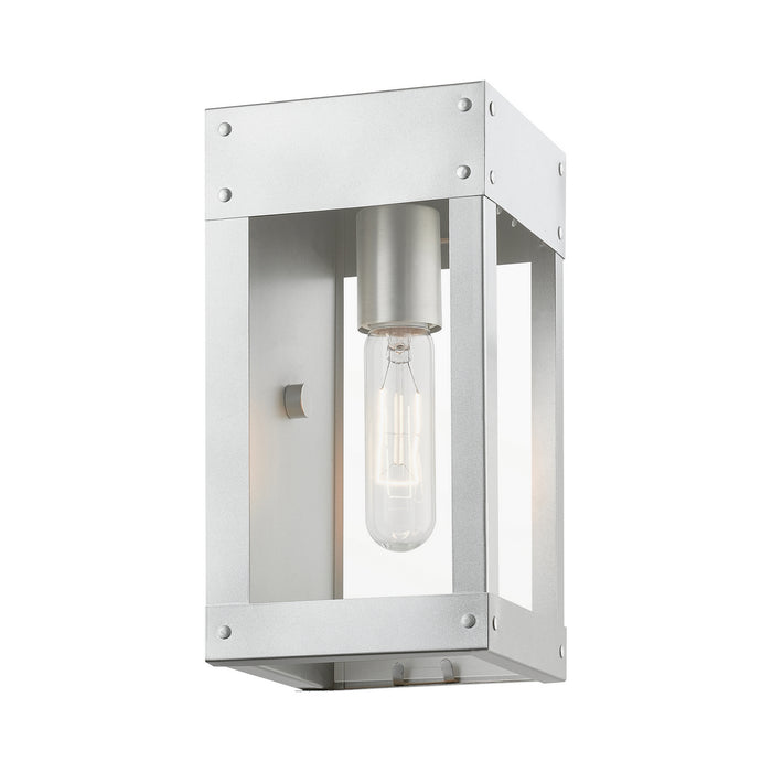 Livex Lighting 20871-81 One Light Outdoor Wall Lantern, Painted Satin Nickel w/Brushed Nickel Candle