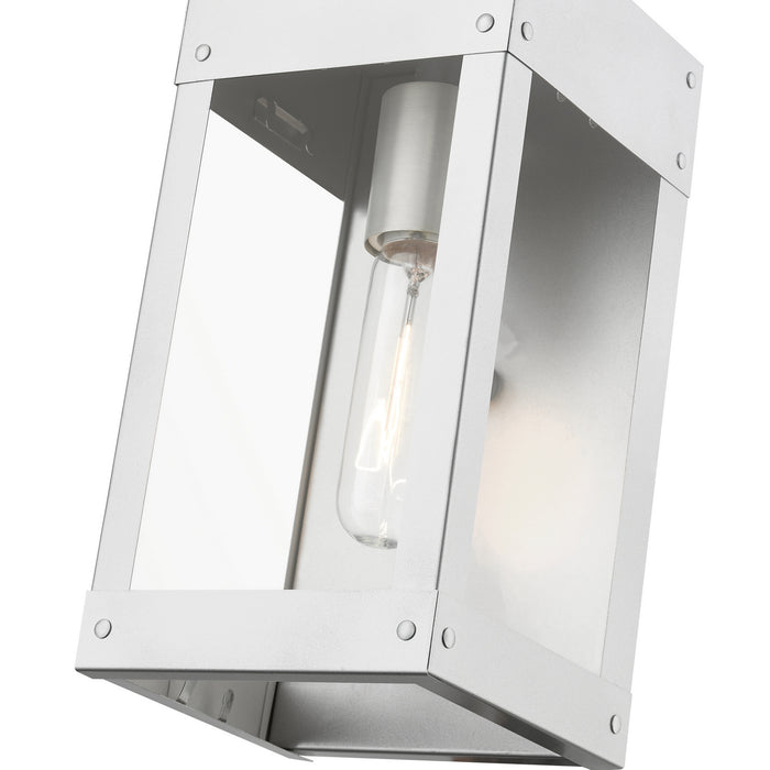 Livex Lighting 20871-81 One Light Outdoor Wall Lantern, Painted Satin Nickel w/Brushed Nickel Candle