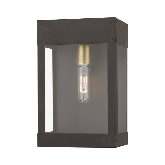Livex Lighting 20872-07 One Light Outdoor Wall Lantern, Bronze w/Antique Brass Candle