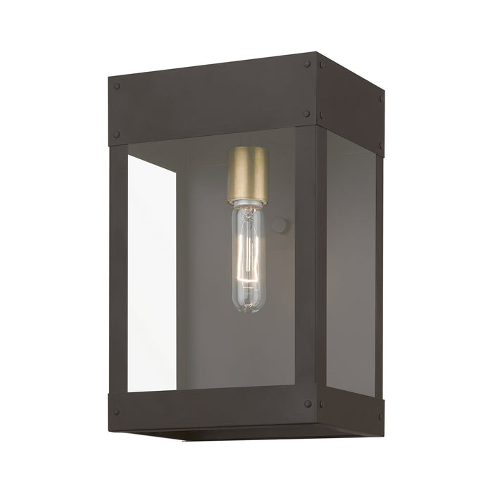 Livex Lighting 20872-07 One Light Outdoor Wall Lantern, Bronze w/Antique Brass Candle