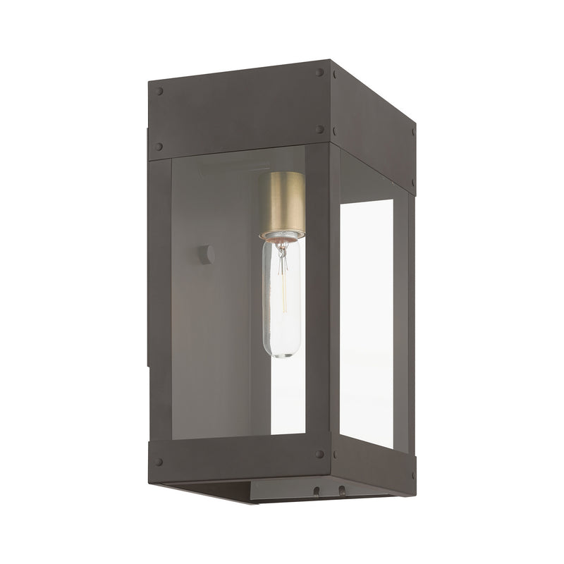 Livex Lighting 20872-07 One Light Outdoor Wall Lantern, Bronze w/Antique Brass Candle