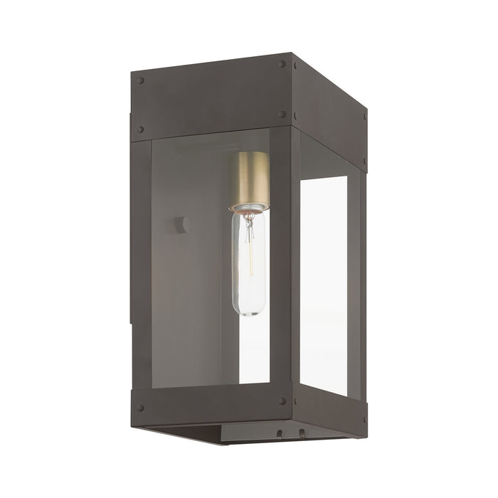 Livex Lighting 20872-07 One Light Outdoor Wall Lantern, Bronze w/Antique Brass Candle