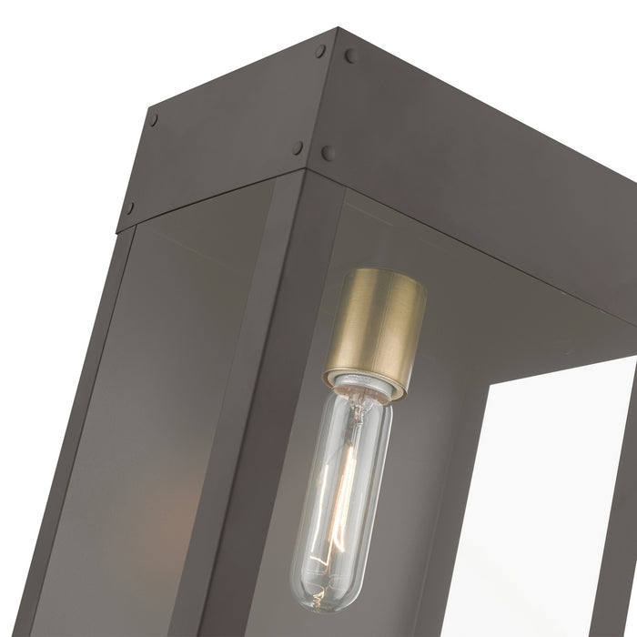 Livex Lighting 20872-07 One Light Outdoor Wall Lantern, Bronze w/Antique Brass Candle